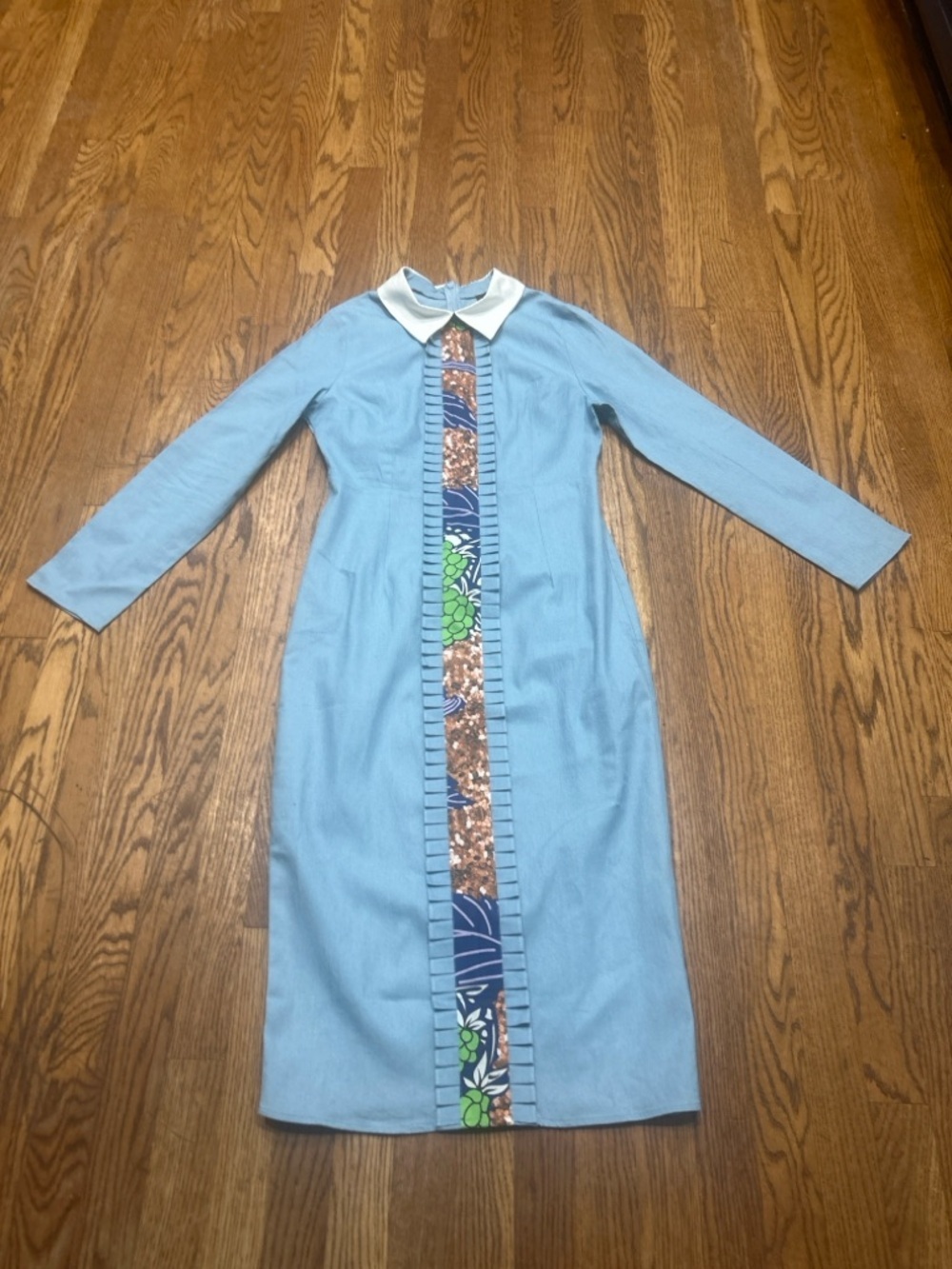 Vintage Style Blue Midi Spring Wedding Guest Dress Church Brunch Size Small - Picture 2 of 6